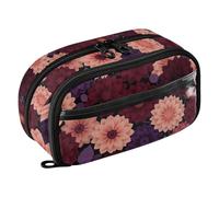 Yuiboo Dark Plum Blush Peach Rose Multi Compartment Stationery Organizer Full Printed Sturdy Stationery forAdult Office