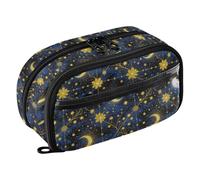 Yuiboo Dark Sky Gold Crescent Moon Multi-Slot Pencil pouching Portable Large Capacity Tear Resistant forAdult Office