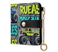 Yuiboo dog Face Paw Women's Folding Wallet Convenient Compact RFID Blocking as Gift, Colorful monsters Truck Graffiti, One Size, Art Deco