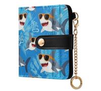 Yuiboo dog Face Paw Women's Folding Wallet Convenient Compact RFID Blocking as Gift, Ocean Fish With Sunglasses, One Size, Art Deco