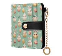 Yuiboo Easter Chick Green Women's Folding Wallet With Card Slots Unique Minimalist PU Leather Wallet for Women Boys Girls