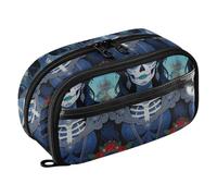 Yuiboo Floral Sugar Skull Skeleton Elastic Pen Loops Pen Bag Portable Large Capacity Water Resistant Back To School Supplies