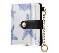 Yuiboo Football Black and White Ladies Lightweight Foldable Wallet Cute Compact 7 Card Slots as Gift, Pastel Seashell starfishes, One Size, Art Deco