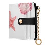 Yuiboo Football Black and White Ladies Lightweight Foldable Wallet Cute Compact 7 Card Slots as Gift, Coral Seashell and starfishes, One Size, Art Deco