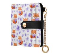 Yuiboo Fox & Heart Light Purple Ladies Premium Foldable Wallet Waterproof PU Leather Folding Wallet for Women Girls