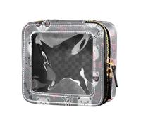 Yuiboo Funny Animals Grey Leather Waterproof Transparent Makeup Bag Cosmetic Bag Skin Care Toiletry Bag for Flying Funny Animals Grey, 5.1" x 4.7" x 2.2", Art Deco, Funny Animals Gray, 5.1" x 4.7" x