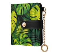 Yuiboo Goat Head Sketch Ladies Premium Foldable Wallet Cute PU Leather Magnetic Snap Closure for Daily Travel, Banana Monstera Leaf, One Size, Art Deco