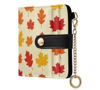 Yuiboo Goat Head Sketch Ladies Premium Foldable Wallet Cute PU Leather Magnetic Snap Closure for Daily Travel, Autumn Maple Leaf, One Size, Art Deco