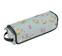 Yuiboo Hair Curler Storage Bag with Heat Resistant Mat | Tear-resistant, Portable, Zipper, with Hanging Loop, Travel Essentials, for Hot Hair Styling Tools, Flower and Geese Pastel