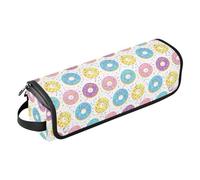 Yuiboo Hair Tools Travel Bag and Heat Resistant Mat Large Capacity Hair Straighteners Organizer for Flat Iron Hot Tools and Haircare Accessories, Light Colorful Donuts with Sprinkles and Icing