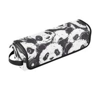 Yuiboo Hair Tools Travel Bag with Removable Heat Resistant Mat Carrying Case Flat Curling Iron Waterproof Organizer for Flat Iron Hot Tools and Haircare Accessories, Cartoon Cute Black White Panda