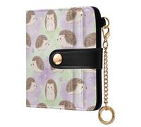 Yuiboo Hedgehog Green Women's Compact Folding Wallet Convenient PU Leather Card Wallet for Men Women Travel