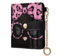 Yuiboo Ladies Bifold Wallet, Portable Card Cases | Compact , 7 Card Slots, Travel, Rabbit Face with Leopard Glasses