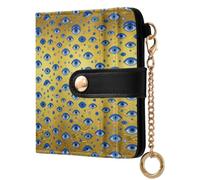 Yuiboo Ladies Classic Foldable Wallet, Fancy Wallet Purse | Faux Leather, Magnetic Snap Closure, For Daily Travel, Shiny Gold Evil Eye Dots