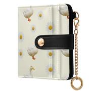 Yuiboo Ladies Classic Foldable Wallet, Portable Card Cases | PU Leather, RFID Blocking, For Daily Travel, Cream Daisy White Duck