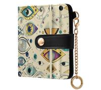 Yuiboo Ladies Foldable Wallet, Portable Wallet Purse | Faux Leather, Credit Card Holder, As Gift, Blue Evil Eye Amulet