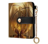Yuiboo Ladies Premium Foldable Wallet, Lightweight Mini Purse | PU Leather, Credit Card Holder, For Shopping, Gold Dripping Basketball