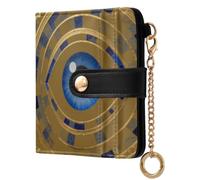 Yuiboo Ladies Slim Foldable Wallet, Convenient Card Cases | Compact , Magnetic Snap Closure, For Shopping, Evil Eye Gold Blue Color
