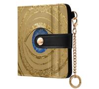 Yuiboo Ladies Slim Foldable Wallet, Convenient Mini Purse | Compact , Key Ringing, For Shopping, Evil Eye Gold Blue Color