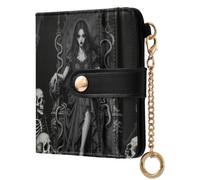 Yuiboo Ladies Slim Foldable Wallet, Minimalist Wallet Purse | Waterproof, 7 Card Slots, For Daily Use, Dark in Wonderland