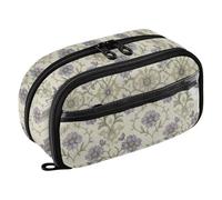 Yuiboo Lavender Cream Blooms Elastic Pen Loops Pencil pouching Full Printed Water Resistant Back To School Supplies