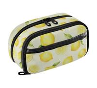 Yuiboo Lemon Fruit and Leaf Multi-Slot Pencil Case Portable Large Capacity Wear Resistant for High School College Students