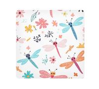 Yuiboo Magic Make up Pouchs Cloth Cute Dragonflies Colorful White Travel Make Up Organizer Wrap Camera Lens Cloth Wrapper Makeup For Women 13.8 X 13.8, Cute Dragonflies colorful white33, 13.8x13.8in,