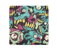 Yuiboo Magic Self-Adhesive Cosmetic Pouchs Cloth Colorful Zombie Cartoon Style Travel Bag Organizer Wrap Camera Lens Cloth Wrapper For Organization 17.7 X 17.7, colorful zombie cartoon style,