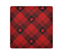 Yuiboo Magic Sticker Cosmetic Pouchs Cloth Happy Valentine's Day Buffalo Plaid Red Cosmetic Bag Organizer Wrap Camera Lens Cloth Wrapper For Organization 13.8 X 13.8, Happy Valentine's Day Buffalo