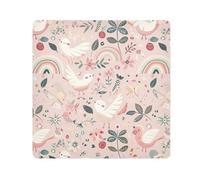 Yuiboo Magic Sticker Make Up Bag Pouchs Cloth Cute Birds Rainbows Butterflies Flowers Peach Makeup Organizer Wrap Camera Lens Cloth Wrapper For Organization 13.8 X 13.8, cute birds rainbows