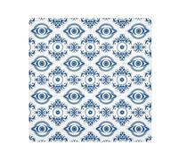 Yuiboo Magic Travel Pouchs Cloth Blue White Evil Eyes Circle Make Up Organizers Wrap Camera Lens Cloth Wrapper Makeup For Women 13.8 X 13.8, blue white evil eyes Circle, 13.8x13.8in, Art Deco