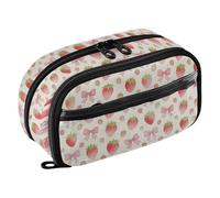 Yuiboo Medium Blush Strawberry Bloom Expandable Pencil Case Full Printed Tear Resistant Back To School Supplies