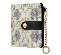 Yuiboo Multicolor Dahlia Floral Ladies Premium Foldable Wallet Portable Waterproof Zipper Coin Pocket for Daily Use, Lavender Floral on Cream, One Size, Art Deco