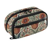 Yuiboo Orange tulips Damask Elastic Pen Loops Pencil pouching Full Printed Water Resistant Back To School Supplies