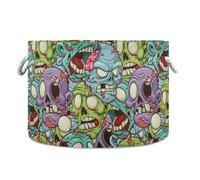 Yuiboo organizers and storage basket 20"x13.9" Cartoon Zombie All Saints' Day Happy Halloween collapsible crate tub {prop4} for sheet shelves desk Round