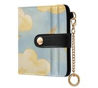 Yuiboo Pastel Blue Sunny Skies Ladies Slim Foldable Wallet Portable PU Leather Bifold Wallet for Men Women Travel