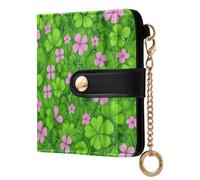 Yuiboo Plaid Daisy and Red Floral Women's Small Folding Wallet Portable Waterproof RFID Blocking for Daily Use, Blush Flower and Clover, One Size, Art Deco