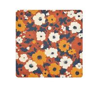 Yuiboo Portable Make Up Bag Pouchs Cloth Spring Orange Floral Colorful Rustic Jewelry Organizer Wrap Camera Lens Cloth Wrapper For Toiletries 17.7 X 17.7, spring orange floral colorful rustic,