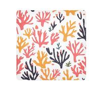 Yuiboo Portable Makeup Organizer Bag Cloth Colorful Corals Beige Make Up Organizers Wrap Camera Lens Cloth Wrapper Cosmetic Organizers For Travel 13.8 X 13.8, colorful corals beige190, 13.8x13.8in,