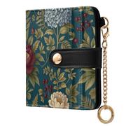 Yuiboo Purple Bird Damask Floral Ladies Premium Foldable Wallet Cute Compact Zipper Coin Pocket for Daily Use, William Morris forests Floral, One Size, Art Deco