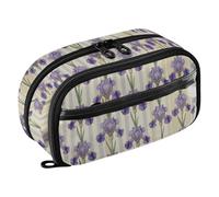 Yuiboo Purple Iris Striped Elastic Pen Loops Pencil pouching Full Printed Water Resistant Back To School Supplies