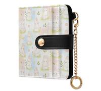Yuiboo Rabbit Cloud Women's Folding Wallet With Card Slots Portable Minimalist PU Leather Wallet for Women Boys Girls