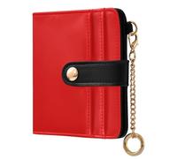 Yuiboo Red Solid Color Women's Compact Folding Wallet Convenient Compact PU Leather Wallet for Woman Girl