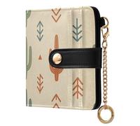 Yuiboo Rustic Cow Skull Women's Leather Folding Wallet Cute Waterproof Magnetic Snap Closure as Gift, Boho Cactus Print, One Size, Art Deco