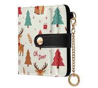 Yuiboo Rustic Cow Skull Women's Leather Folding Wallet Cute Waterproof Magnetic Snap Closure as Gift, Deer Christmas Tree, One Size, Art Deco