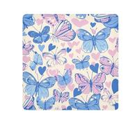 Yuiboo Self Adhesive Makeup Holders Cloth Pastel Peach Blue Cream Butterflies Hearts Make Up Organizers Wrap Camera Lens Cloth Wrapper Cosmetic Organizers For Travel 13.8 X 13.8, pastel Peach blue