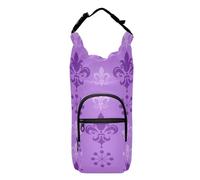 Yuiboo Small Sling Bag with Water Bottle Holder Mardi Gras Purple Carnival Royal Lily Retro Water Bottle Carrier for Biking 20/24/32/40oz Hiking Water Bottle Backpack