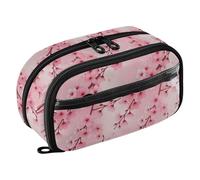 Yuiboo Soft Blush Cherry Bloom Multi Compartment Pencil Case Full Printed Sturdy Stationery for Teen Girls Boys