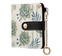 Yuiboo Sunflower and Daisy Multicolor Ladies Lightweight Foldable Wallet Fancy Compact 7 Card Slots for Daily Use, Sage Green Rose and Leaf, One Size, Art Deco