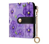 Yuiboo Sunflower and Daisy Multicolor Ladies Lightweight Foldable Wallet Fancy Compact 7 Card Slots for Daily Use, Purple Pansy Floral Botanical, One Size, Art Deco